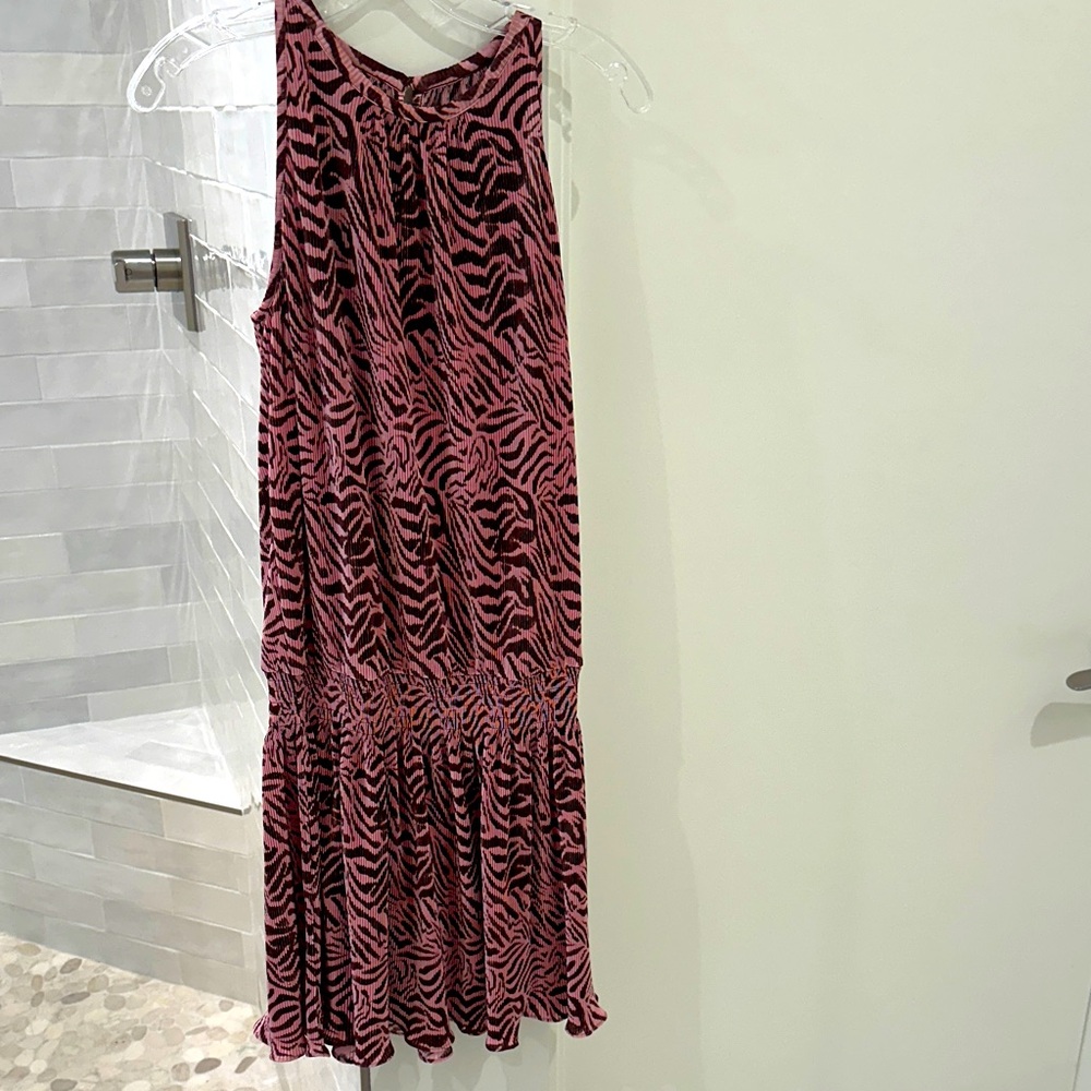 Ramy Brook Pink and Black Zebra Midi Dress